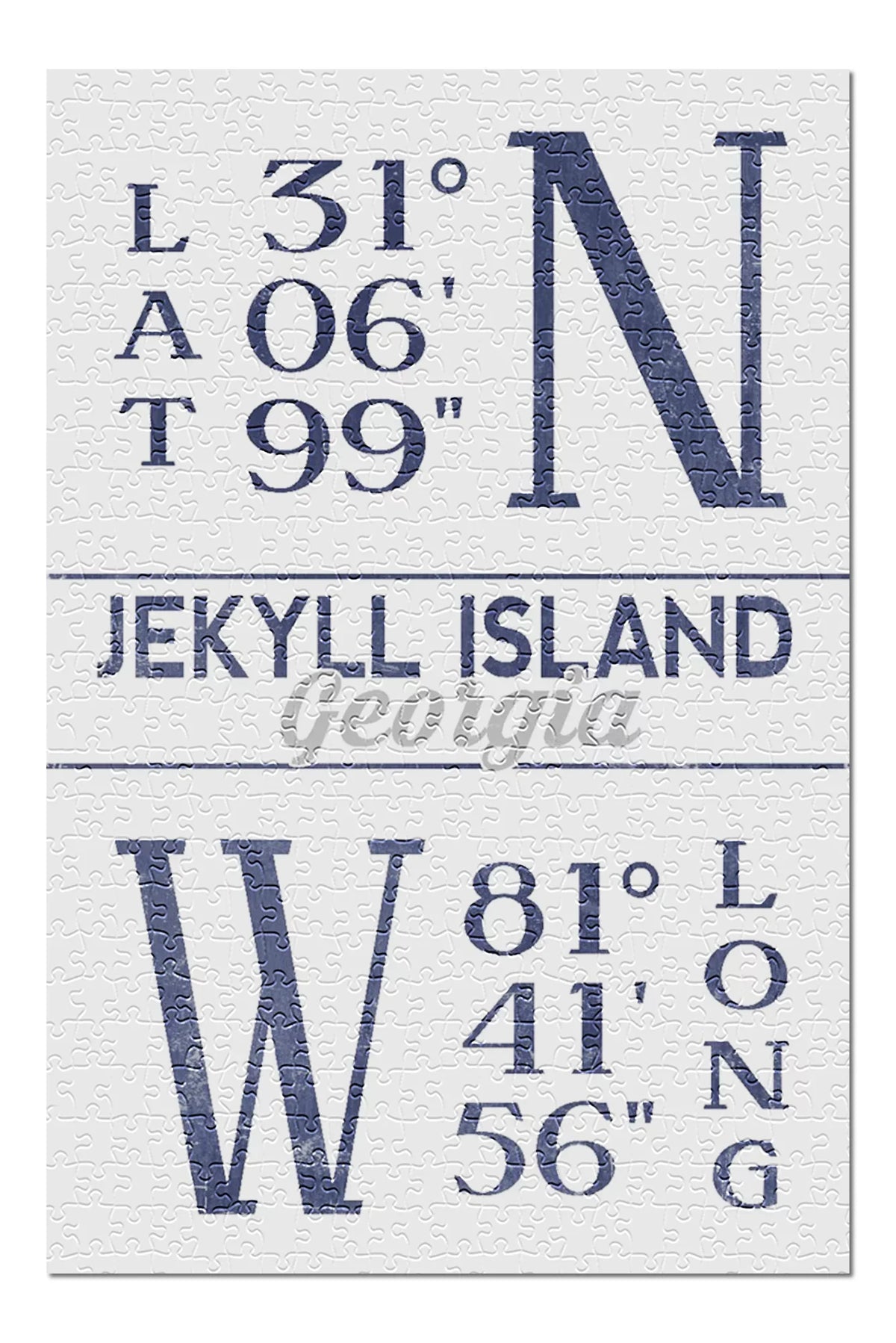 Jekyll Island, Georgia, Latitude and Longitude (Blue) (19x27 inches, Premium 500 Piece Jigsaw Puzzle for Adults and Family, Made in USizeA)
