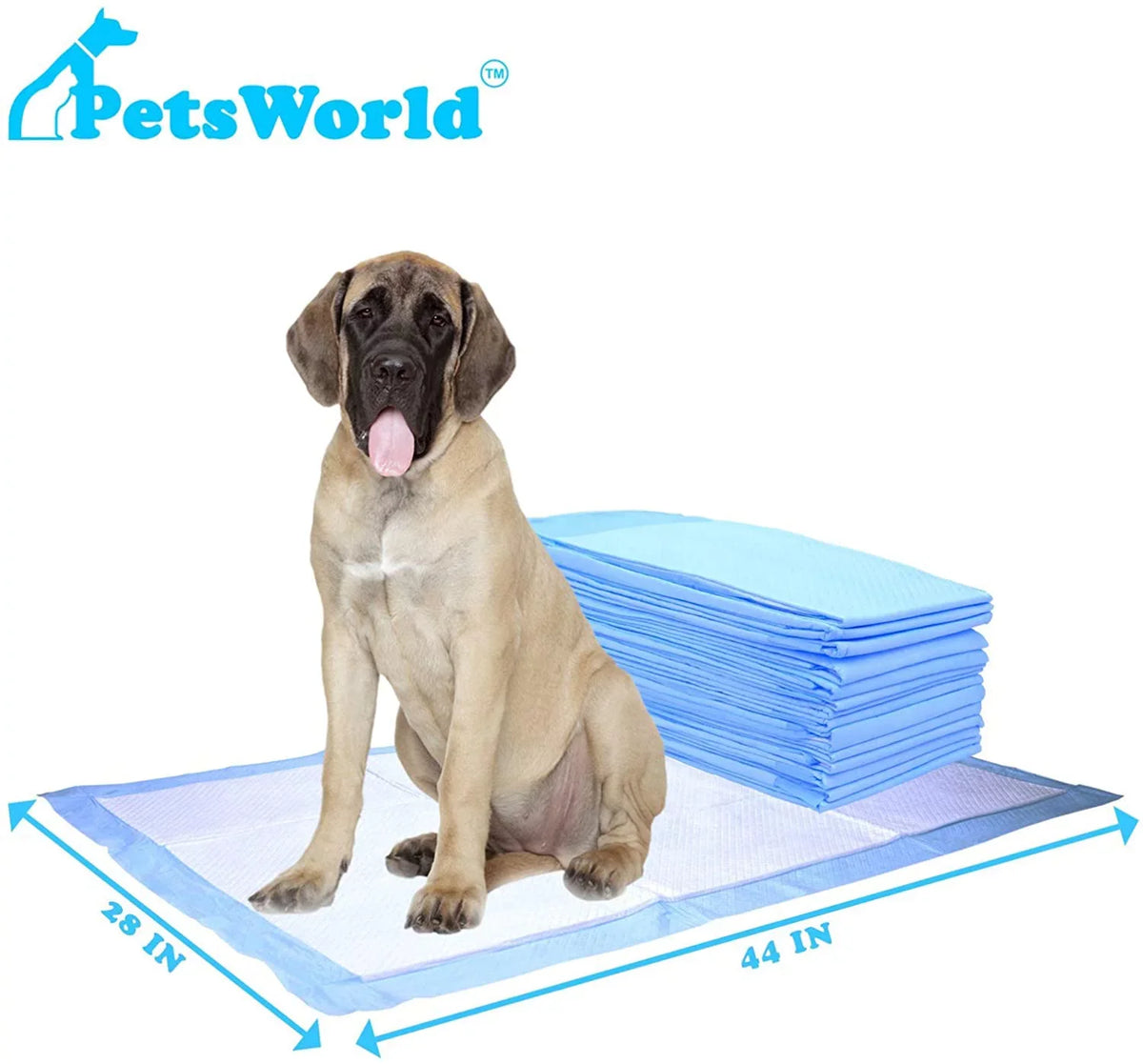 PETSizeWORLD Mastiff's Massive Dog Training/Potty Pads, 28x44 inch, 1,000 Ct, XXXL Gigantic, Tear Resistant, Sizeuper Absorbent & Leak-Proof