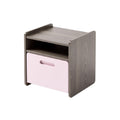 Modern Wooden Nightstand with Pink Drawer and Open Shelf