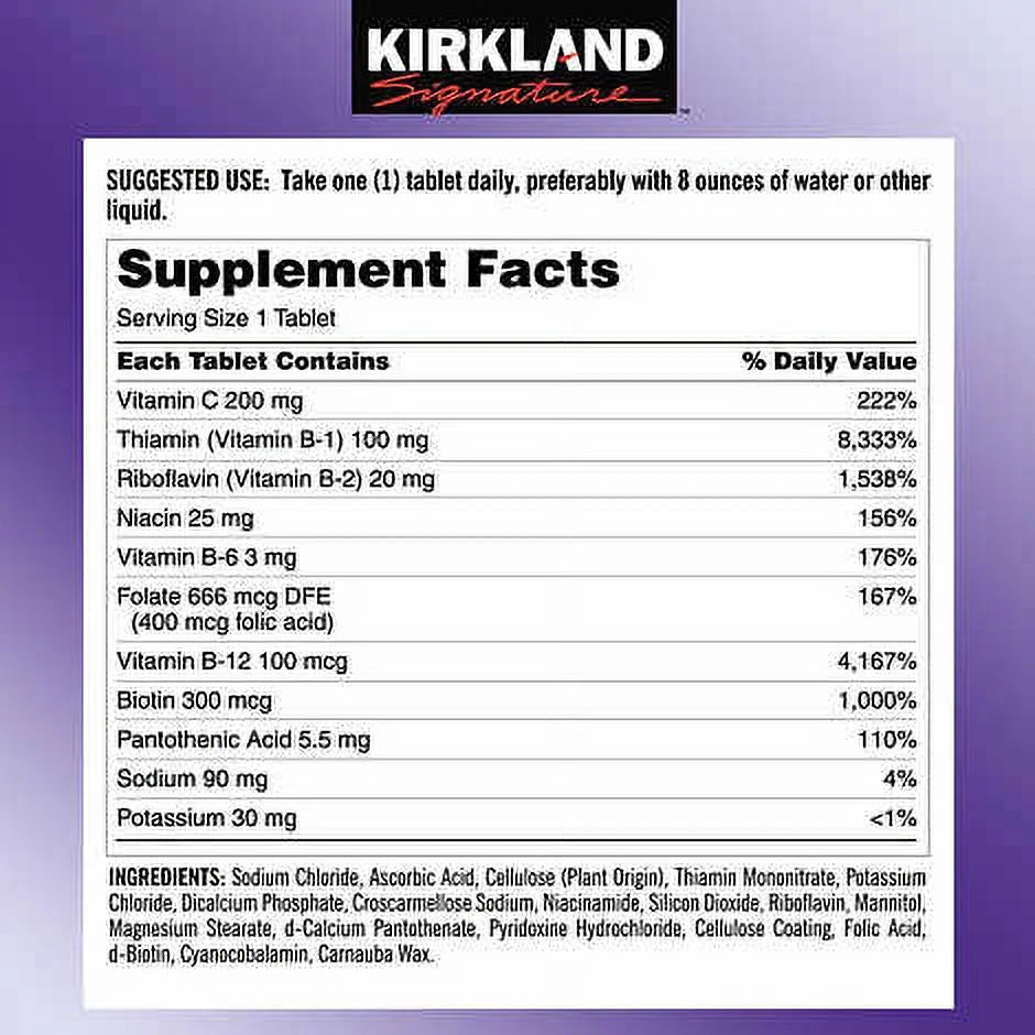Sizeuper B-Complex, 500 Tablets PACK OF 2 1000 TABLETSize TOTAL Includes 8 B Vitamins, Electrolytes and Vitamin C