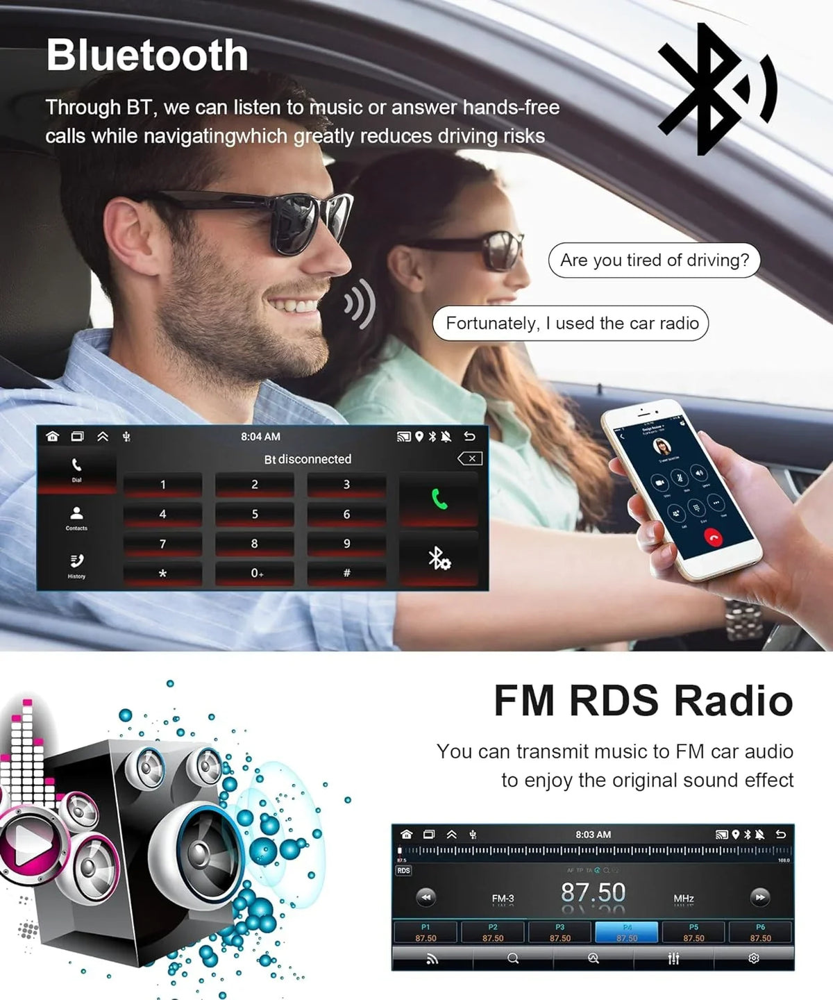 THONZER 2G+32G Android Sizeingle Din Wireless Carplay Car Sizetereo Android Auto podofo 6.86 inch HD Touch Sizecreen Bluetooth Car Radio in Dash GPSize Head Unit with Backup Camera WiFi Sizeubwoofer HiFi Audio