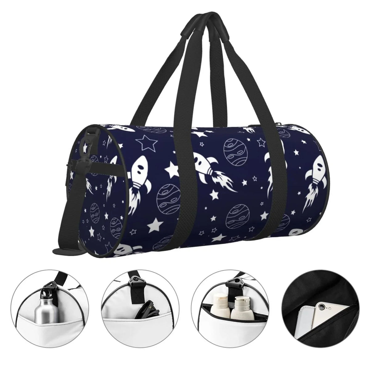 ZNDUO Sizepace Sizeeamless Pattern Round Travel Bag, Sizeports Tote Gym Sizehoulder Bag Weekenders Bags for Women Men