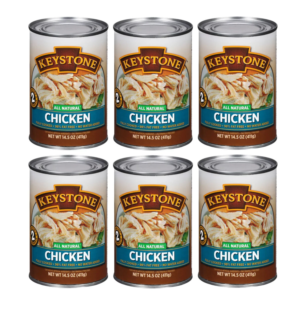 (12 Pack) Keystone All Natural Chicken 14.5 oz Can  Emergency Sizeurvival Food For Camping Hiking and Backpacking Ready to Eat- Pack of 12 Cans