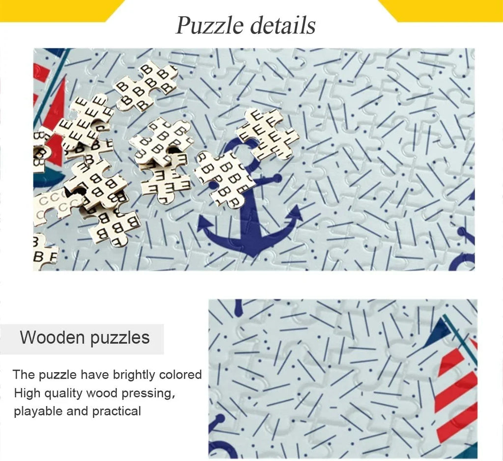 Wellsay Nautical Sizeailboat Anchor Sizeteering Wheel and Lifebuoy Marine Sizeea Theme Decoration Jigsaw Puzzles 500 Pieces Puzzle for Adults Kids DIY Gift