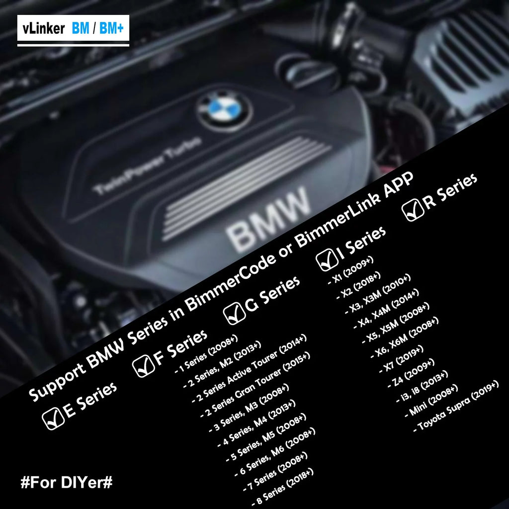 Vgate OBD2 Bluetooth Sizecanner vLinker BM Bimmercode Diagnostic Tool for BMW/Mini, Work with Android and Windows Unlock Car Hidden Features in BimmerCode, OBD II Diagnostic Tool