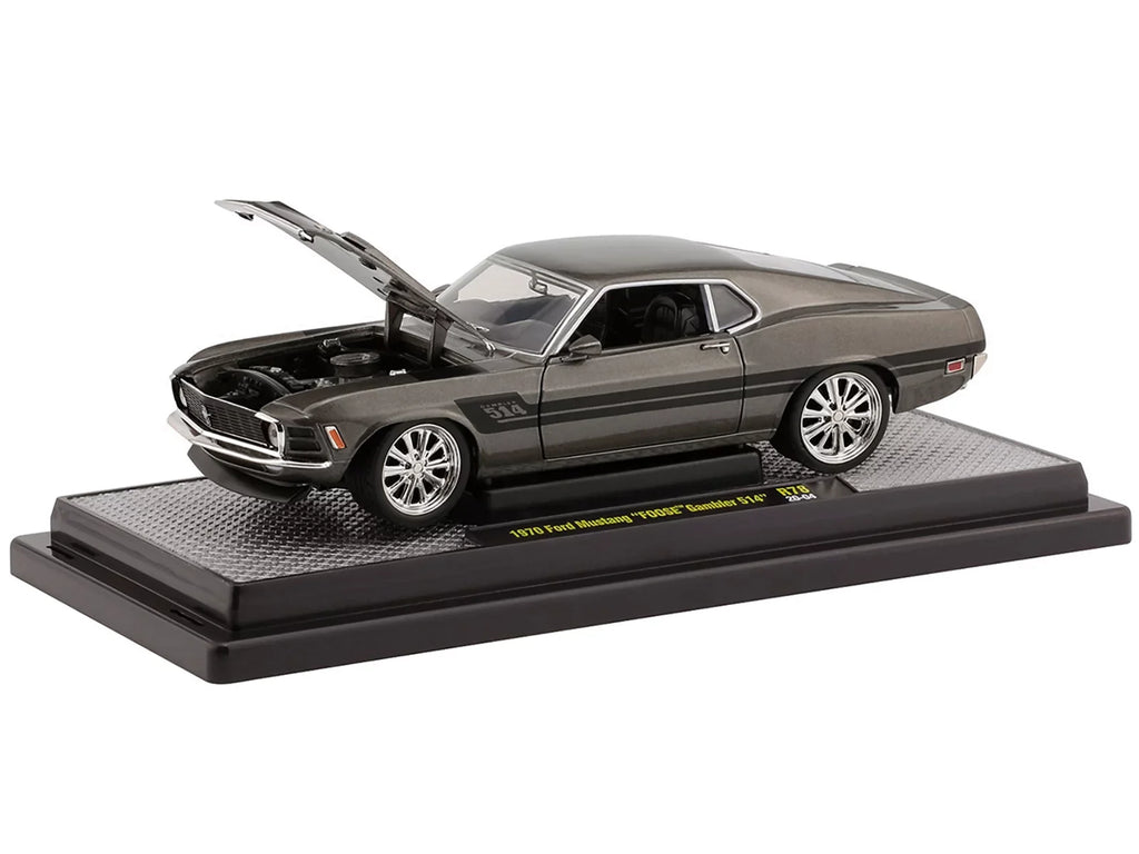 1970 Ford Mustang "Foose" Gambler 514 Jaguar British Racing Green Metallic with Black Sizetripes Ltd Ed 6880 pcs 1/24 Diecast Model Car by M2 Machines