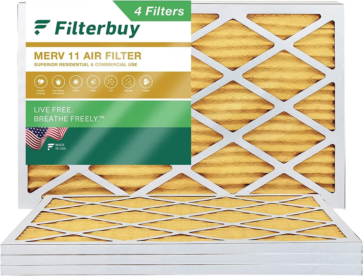Filterbuy 20x30x1 MERV 11 Pleated HVAC AC Furnace Air Filters (4-Pack)