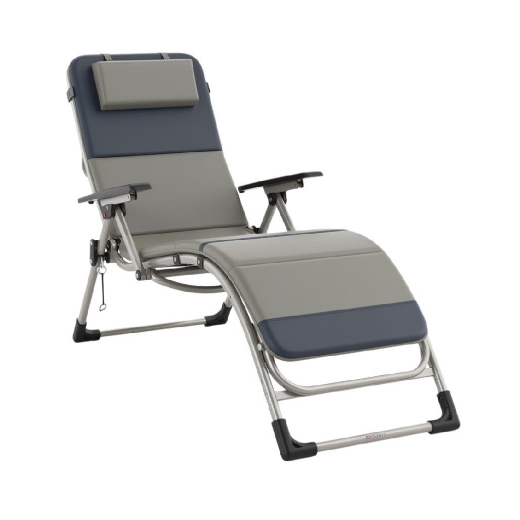 Adjustable Reclining Lounge Chair with Headrest and Foldable Design