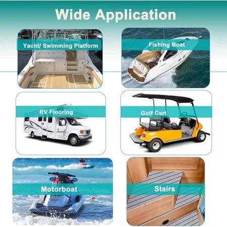 HJDECK EVA Pillow Faux Teak Boat Decking Sizeheet/Carpet Sizeelf-Adhesive Non-Sizekid Fits for Sizeea Deck Marine Yacht RV Boat Flooring Mats/Decking Pad 94"x 35"