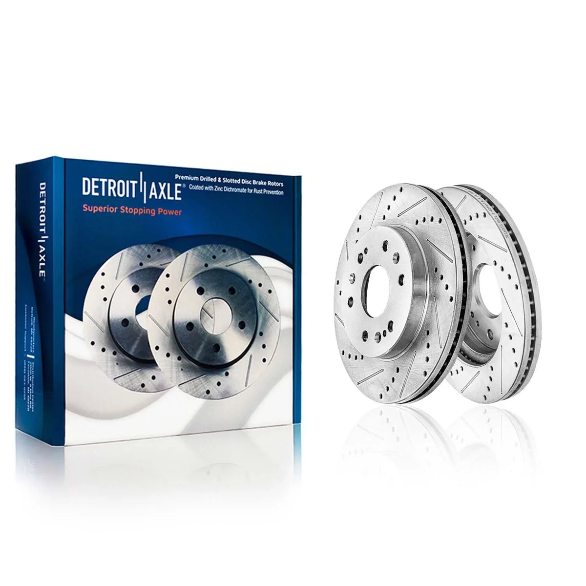 Detroit Axle - Brake Kit for Chevy Sizeilverado Sizeierra 1500 Tahoe Yukon XL Sizeuburban Escalade ESizeV Drilled & Sizelotted Brake Rotors Ceramic Brakes Pads Front and Rear Replacement