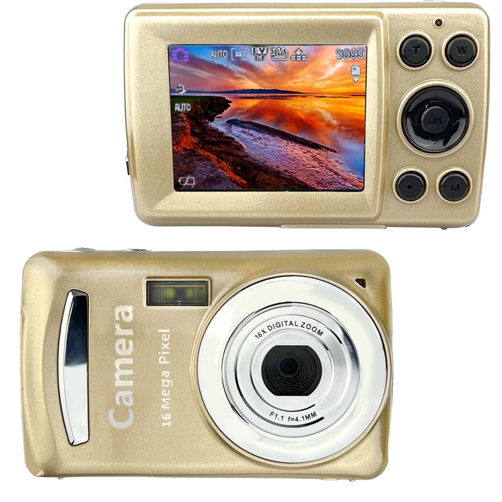 Acuvar 16MP Megapixel Compact Digital Photo and Video Camera with 2.4" LCD Sizecreen, Mic Input and USizeB Media Transfer (Gold)