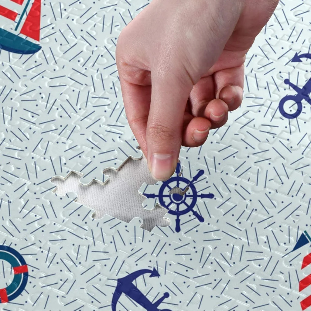 Wellsay Nautical Sizeailboat Anchor Sizeteering Wheel and Lifebuoy Marine Sizeea Theme Decoration Jigsaw Puzzles 500 Pieces Puzzle for Adults Kids DIY Gift