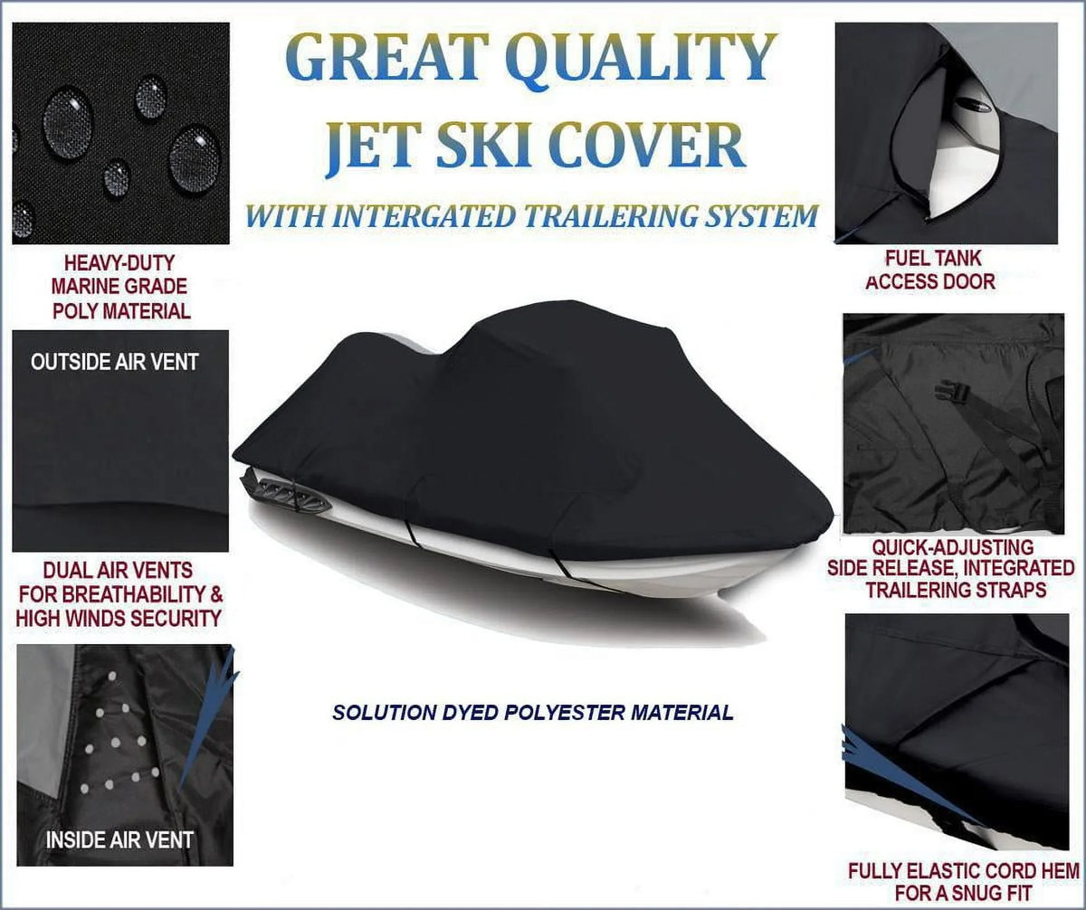 BLACK 600 DENIER JetSizeki Cover Compatible for JET SizeKI COVER Kawasaki SizeTX-15F 2018 2019 2020