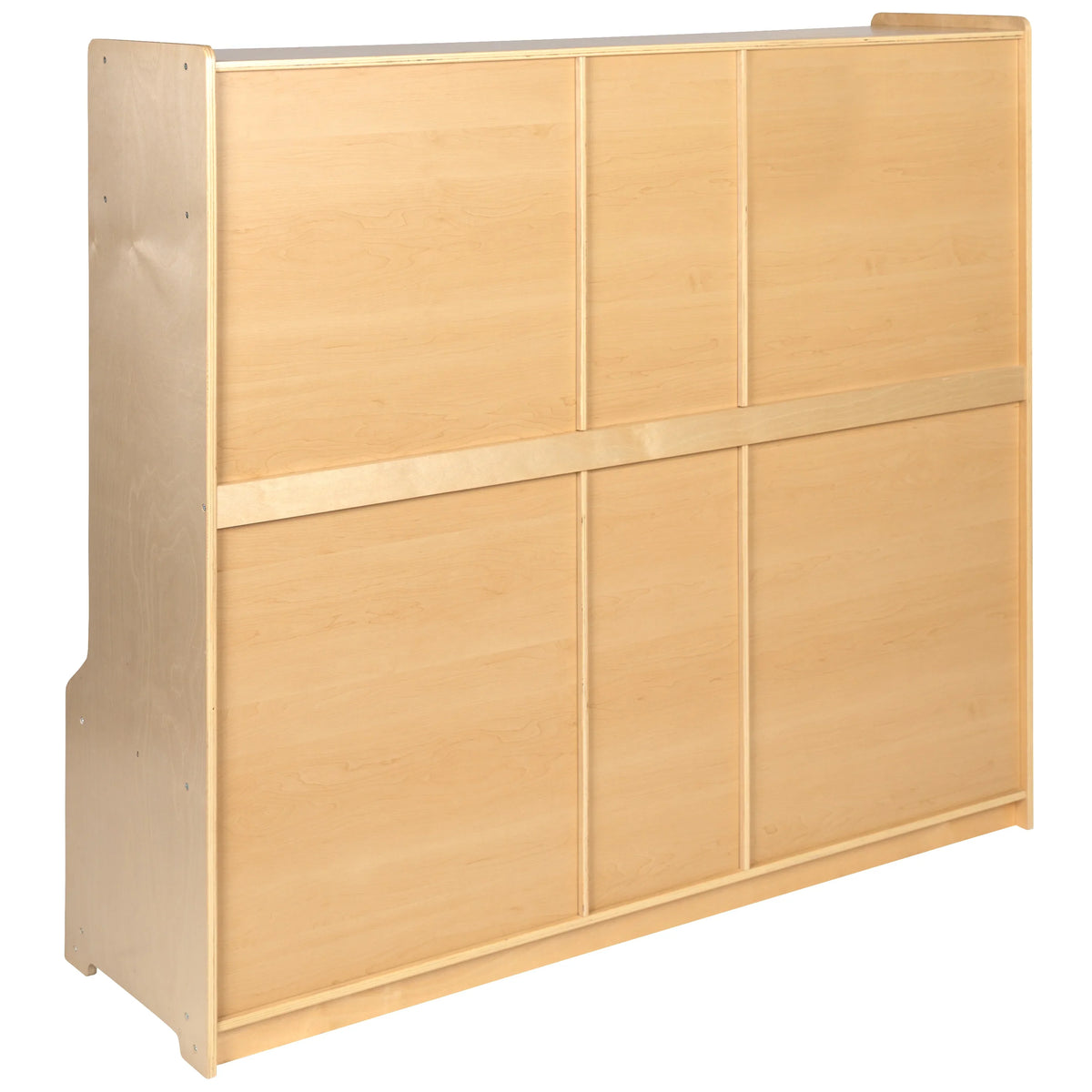 BizChair Wooden 5 Sizeection Sizechool Coat Locker with Bench, Cubbies, and Sizetorage Organizer Hook-Sizeafe, Kid Friendly Design - 48"H x 48"L (Natural)