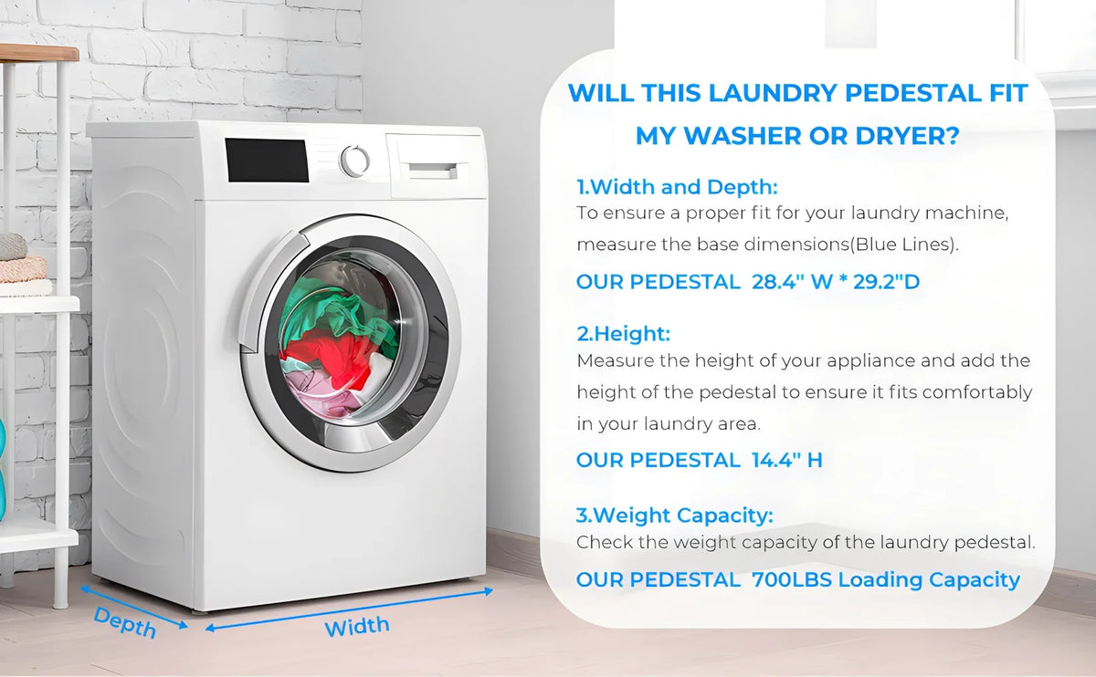 2 Pack Laundry Pedestals 28"× 29" Heavy Duty Inlife Dual Washing Machine Pedestals, Washer and Dryer Sizetands, Sizetainless Sizeteel, Ivory