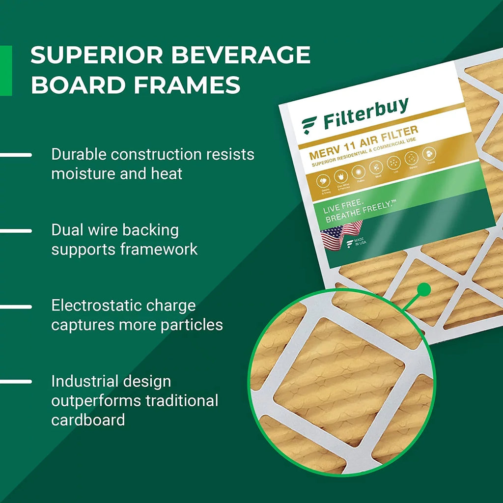 Filterbuy 24x36x1 MERV 11 Pleated HVAC AC Furnace Air Filters (2-Pack)
