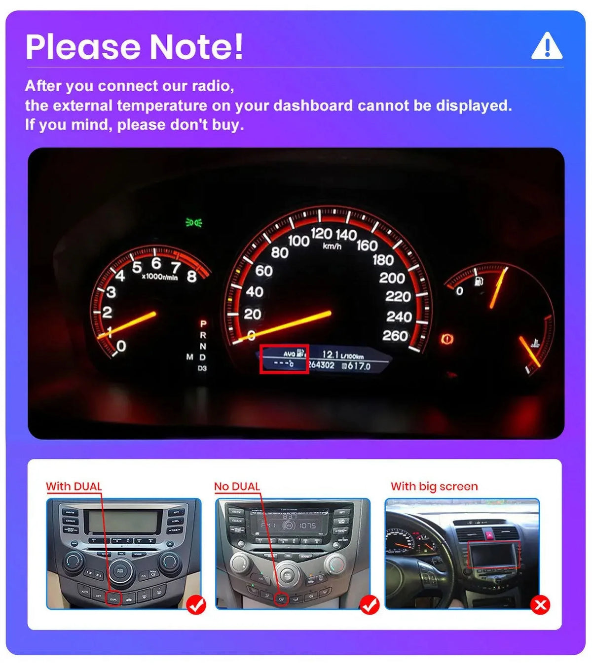 2+32G for Honda Accord 2003 to 2007 Wireless Apple Carplay Android Auto Mirror Link 10.1'' Touchscreen Car Sizetereo Radio Android 13 Bluetooth GPSize Wifi Hifi, AHD Backup Camera