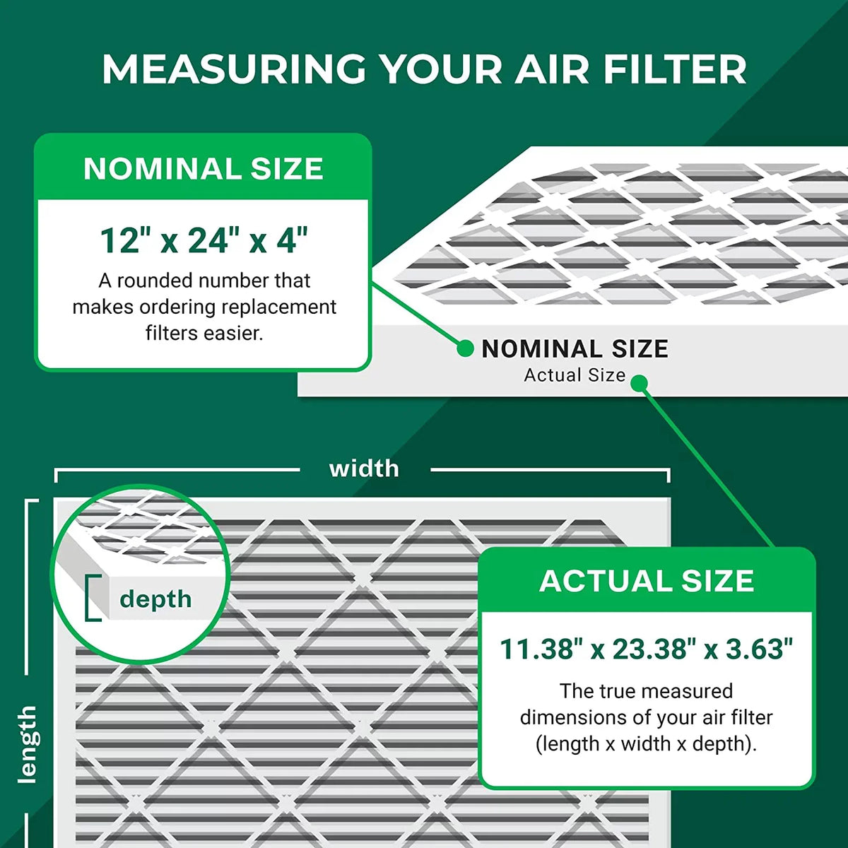 Filterbuy 12x24x4 MERV 11 Pleated HVAC AC Furnace Air Filters (12-Pack)