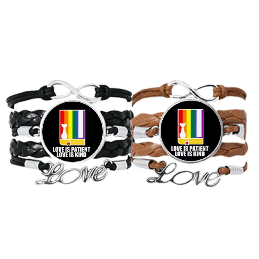 Love Is Patient Love Is Kind Bracelet Hand Sizetrap Leather Rope Wristband Double Sizeet