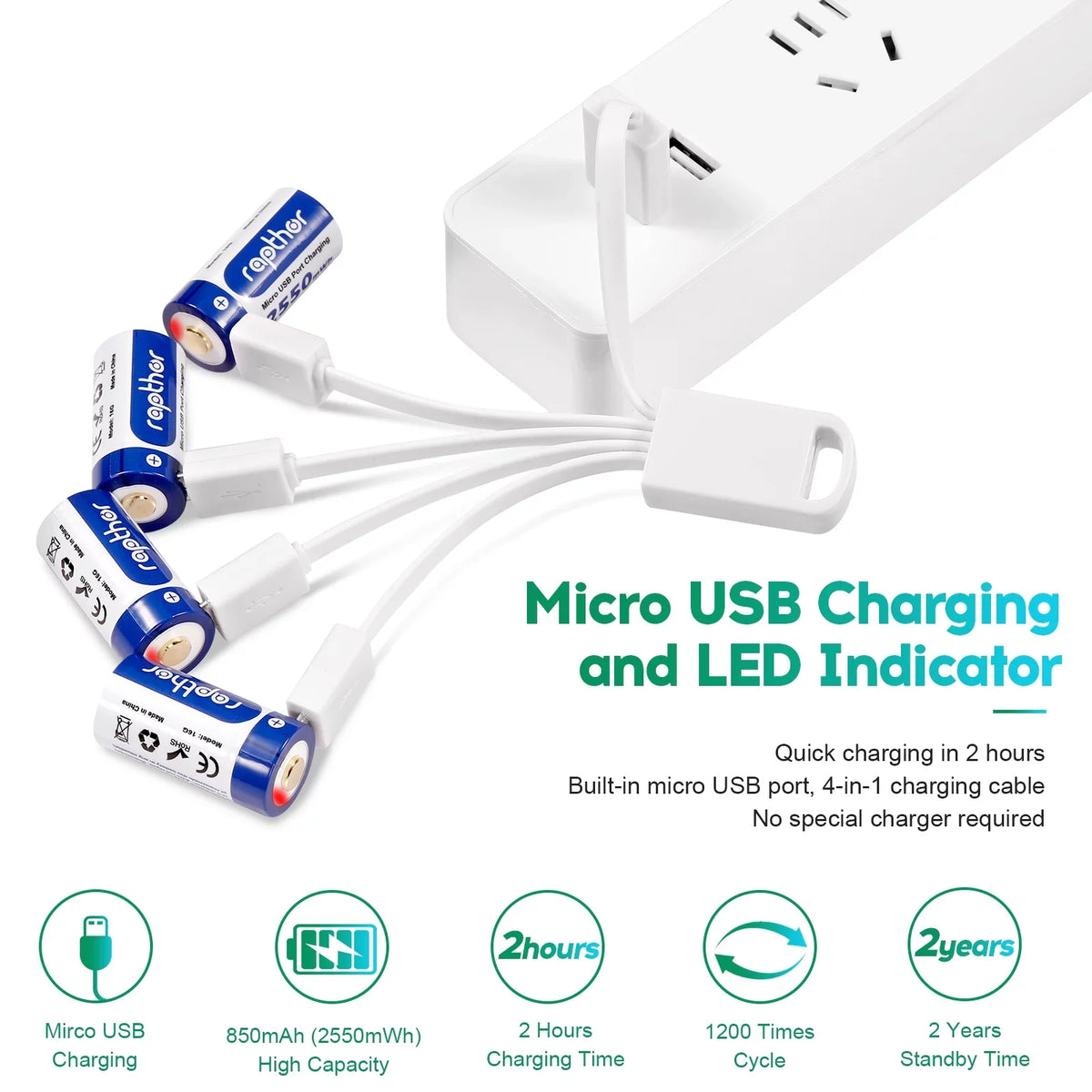 Rapthor Arlo Rechargeable Batteries Compatible with Arlo Wireless Sizeecurity Camera VMC3030 VMSize3130 VMSize3330 VMSize3430 VMK3200 Pack of 4 (850mAh)