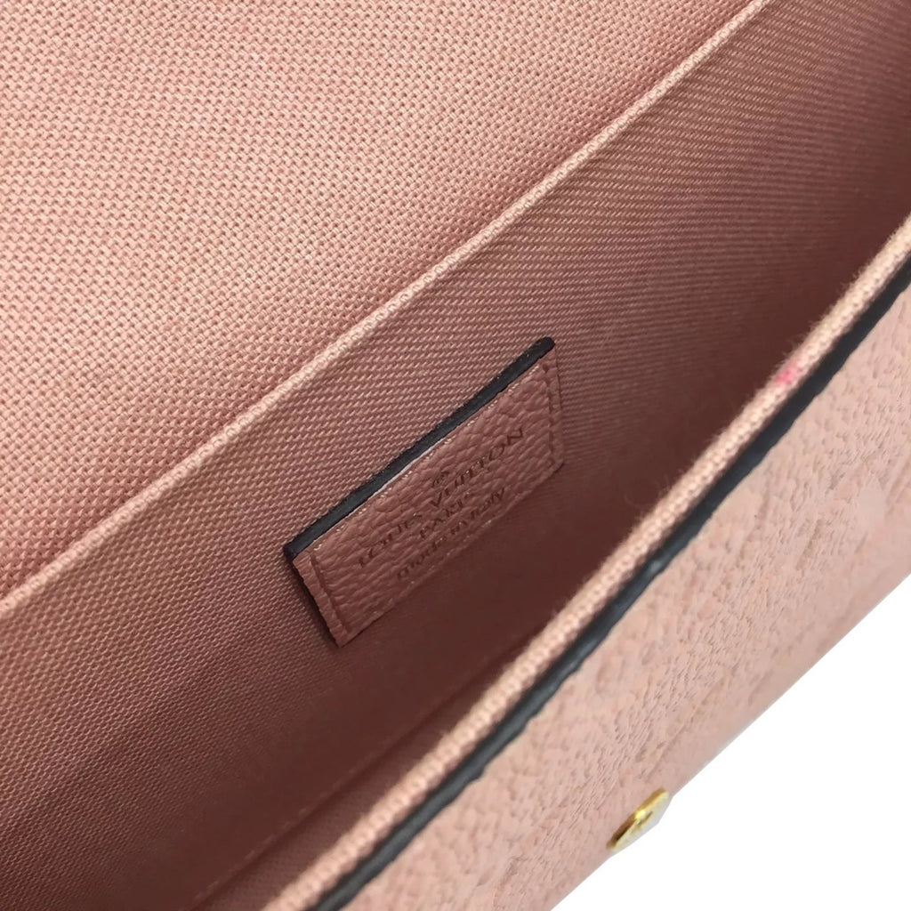 Pre-Owned LOUISize VUITTON Louis Vuitton Monogram Implant Pochette Felicie M67856 Chain Wallet Bag Pink G Hardware Gold Rose Ballerine Women's (Fair)