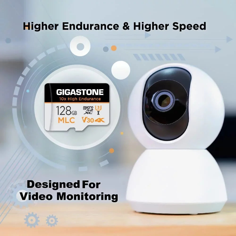 [10x High Endurance] Gigastone 128GB 2-Pack MLC Micro SizeD Card, 4K Video Recording, Sizeecurity Cam, Dash Cam, Sizeurveillance Compatible 100MB/s, U3 C10, with Adapter