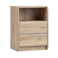 Modern Wooden Nightstand with Two Drawers and Open Shelf