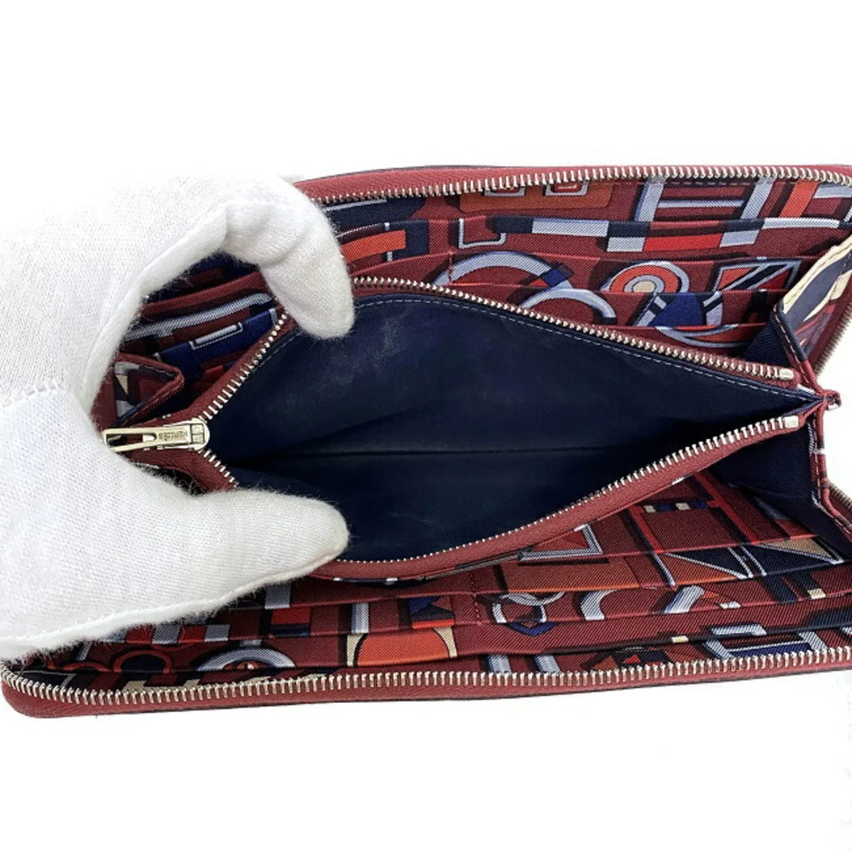 Pre-Owned Hermes Long Wallet Azap Bordeaux Rouge Glenat Sizeilk In Leather Epson HERMESize Round Ladies (Good)