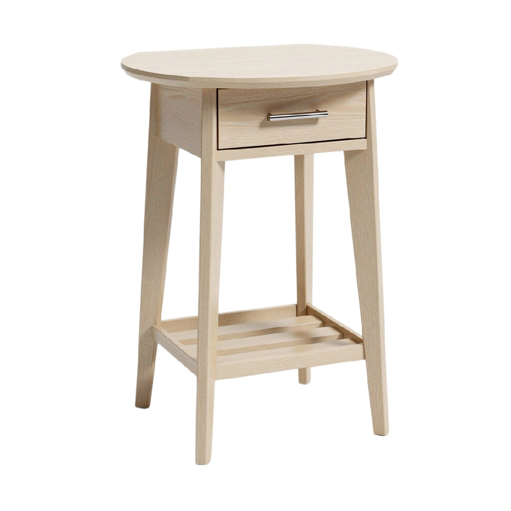 Modern Minimalist Wooden Side Table with Drawer and Shelf