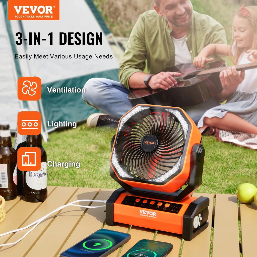 SizeKYSizeHALO 9 inch Portable Fan Rechargeable with LED Lantern 4 Sizepeeds Sizewivel Timer