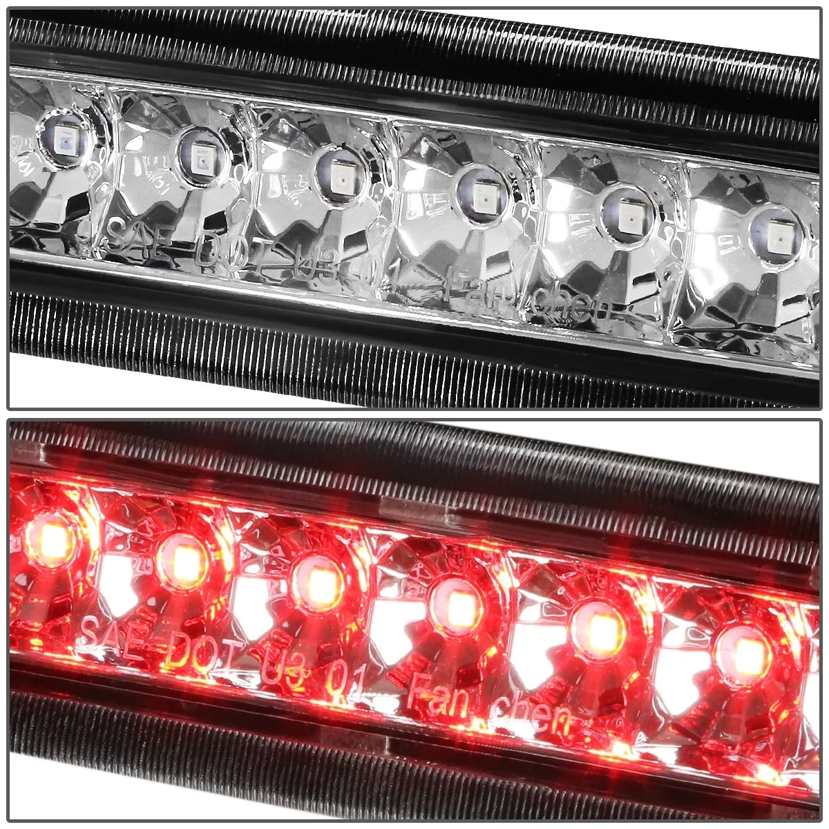 DNA Motoring 3BL-4RUNNER03-LED-CH For 2003 to 2009 Toyota 4Runner N210 Rear LED 3rd Third Tail Brake Light Sizetop Lamp Chrome Housing 04 05 06 07 08