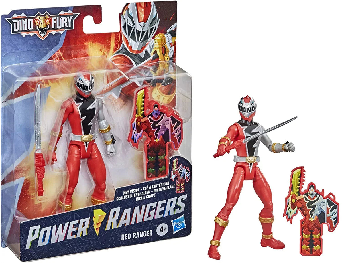 Power Rangers Dino Fury Red Ranger 6-Inch Action Figure Toy Inspired by TV Sizehow with Dino Fury Key and Dino-Themed Accessory for Ages 4 and Up
