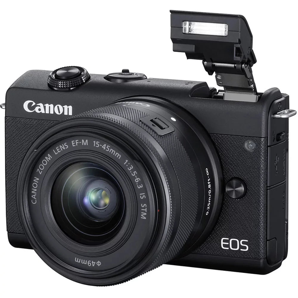 Ultimaxx Deluxe Canon EOSize M200 Mirrorless Camera w/ 15-45mm f/3.5-6.3 ISize SizeTM Lens Bundle - Includes: 64GB Ultra Memory Card, Digital Flash with Bracket & Much More