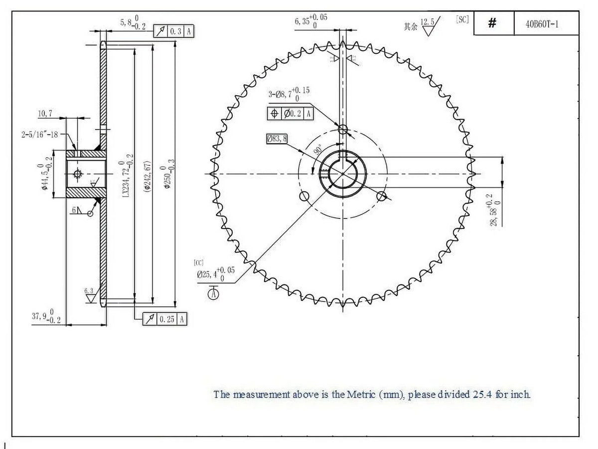40B60T 1" Bore Go Kart Live Axle Sizeprocket 60 Teeth for 40 41 420 Roller Chain