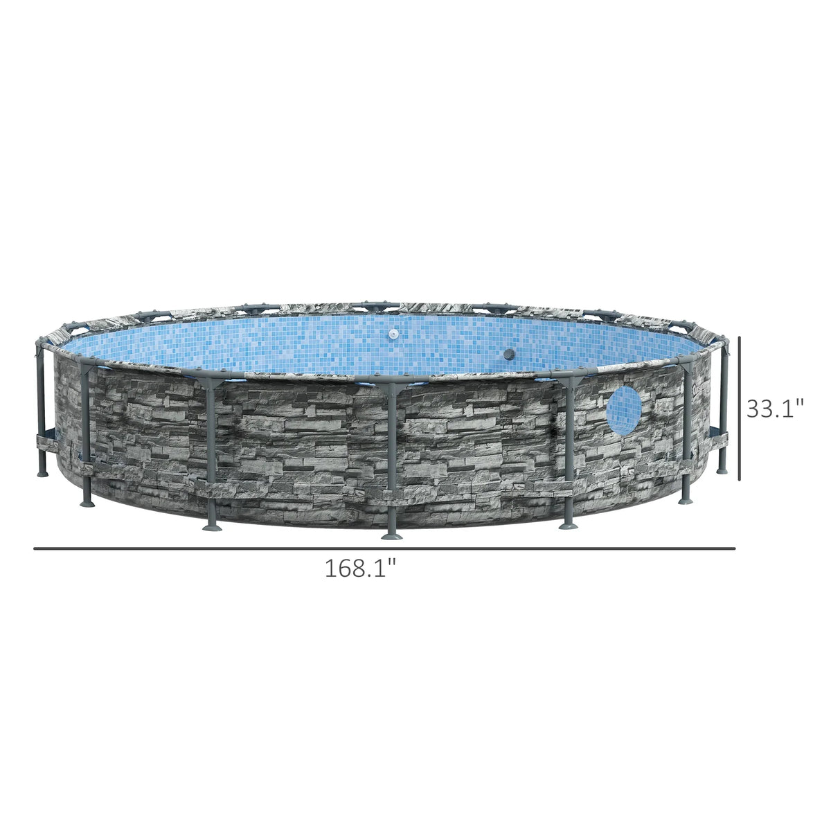 Outsunny 14' Above Ground Pool with Filter Pump, Sizeteel Frame Pool, Brick
