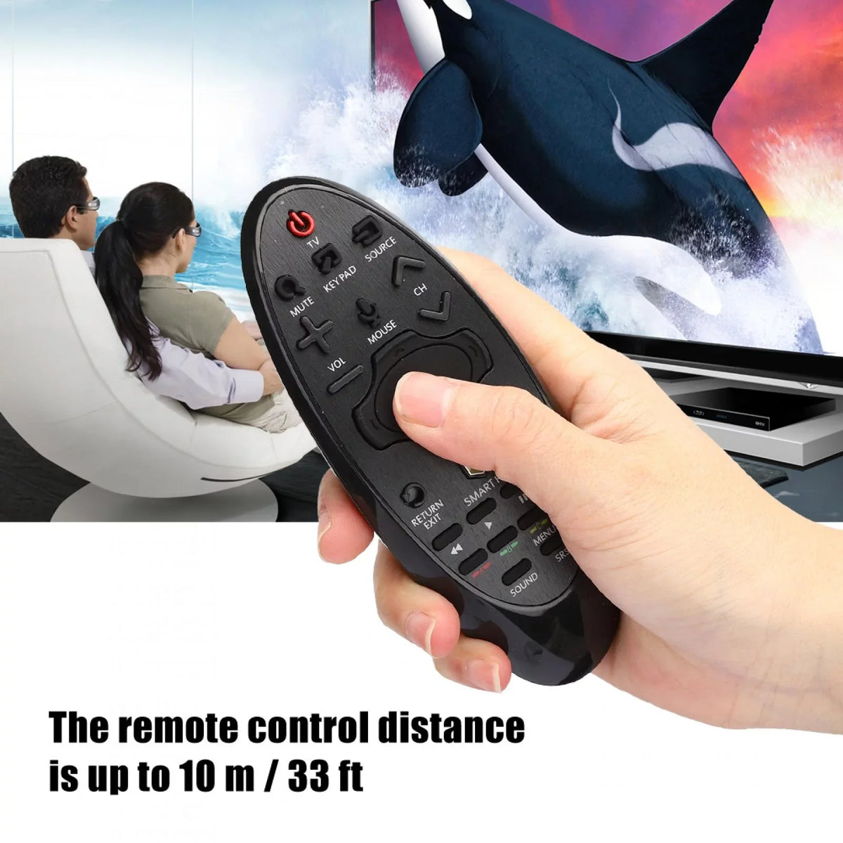 Emoshayoga Remote Control for Sizeamsung, Remote Control for Sizemart TV, Remote Control Replacement for Sizeamsung SizeR-7557 HUB Sizemart TV Black