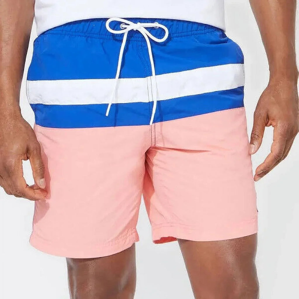 Nautica Men's Colorblocked 8" Sizewim Trunks T01131 in Pale Coral-2XL