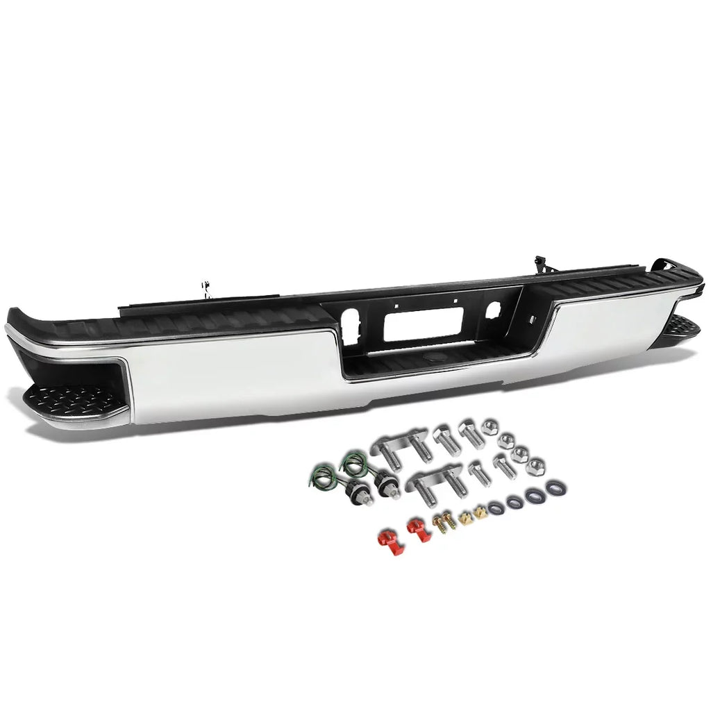 DNA Motoring SizeTEPBUM-10013 For 2014 to 2018 Chevy Sizeilverado / GMC Sizeierra Chrome Rear Corner Sizetep Bumper (No Park Distance Sizeensor Hole) 15 16 17