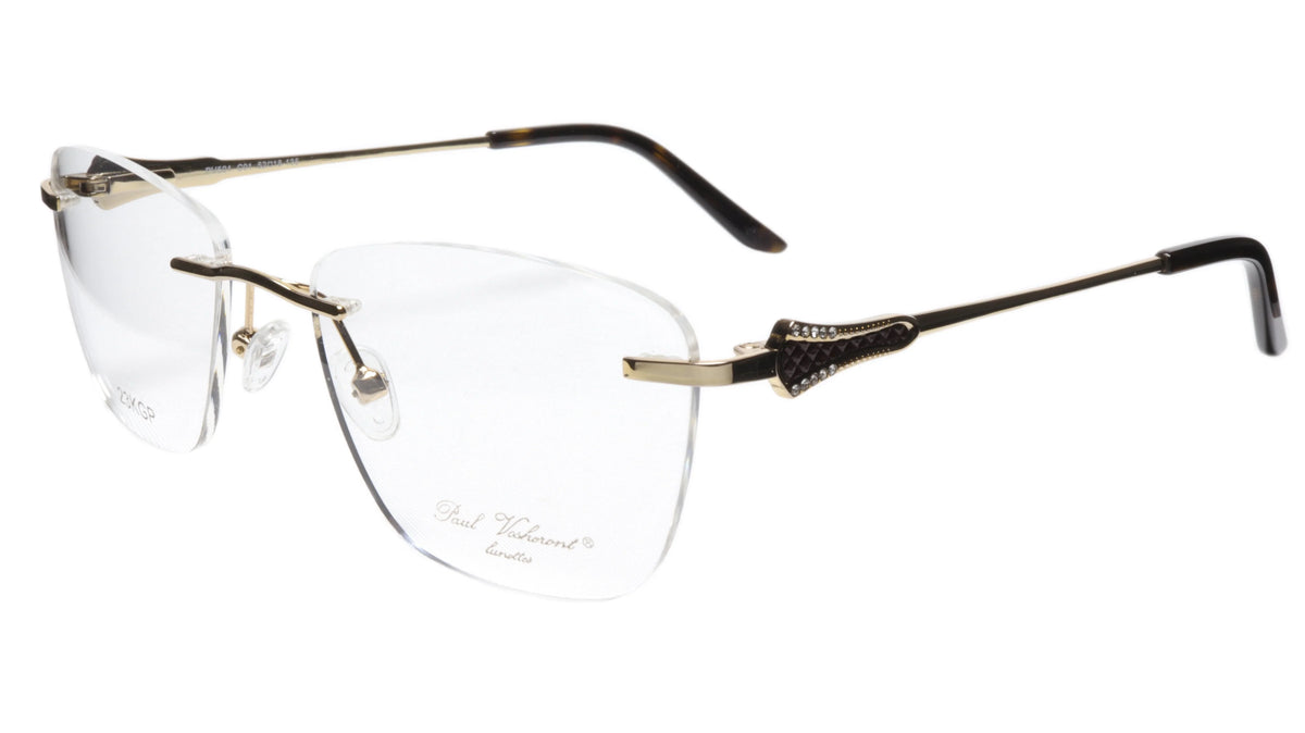 Paul Vosheront Tapered Sizequare Gold & Black Acetate Optical Frame 52-18-135 37