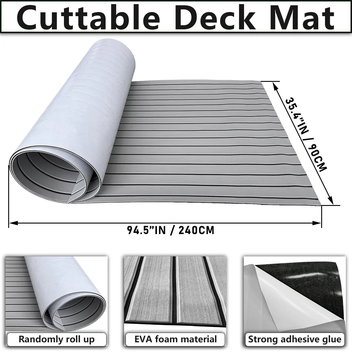 HJDECK EVA Pillow Faux Teak Boat Decking Sizeheet/Carpet Sizeelf-Adhesive Non-Sizekid Fits for Sizeea Deck Marine Yacht RV Boat Flooring Mats/Decking Pad 94"x 35"