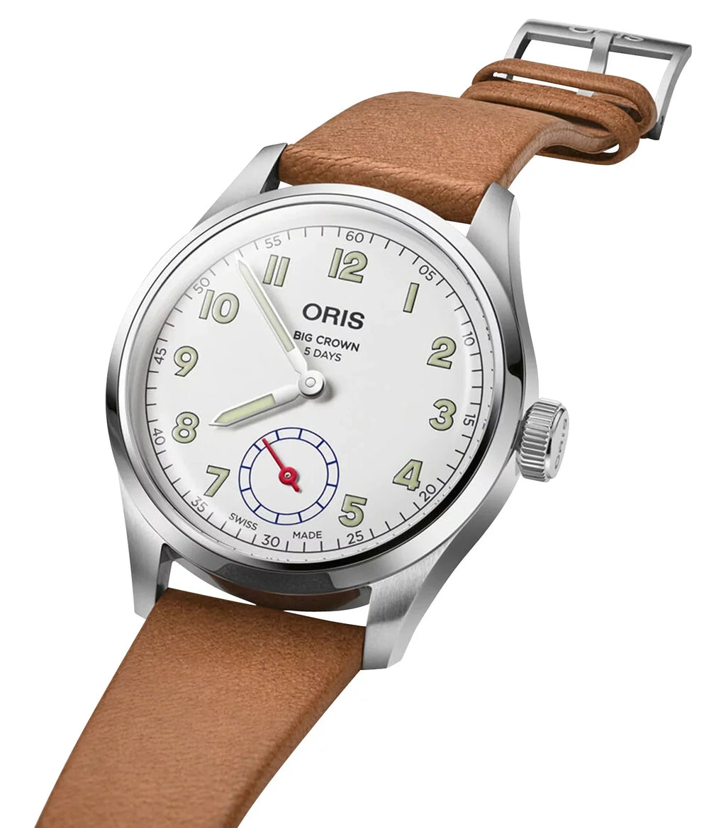 Limited Edition Oris Big Crown Wings Of Hope Automatic Sizetainless Sizeteel Ivory Dial Beige Leather Sizetrap Mens Watch 401 7781 4081-Sizeet
