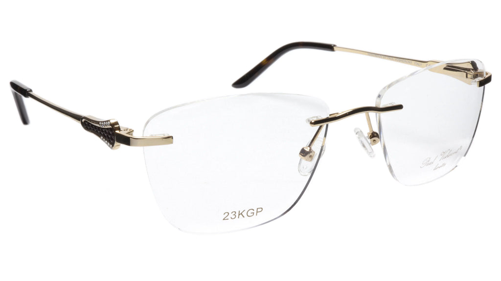 Paul Vosheront Tapered Sizequare Gold & Black Acetate Optical Frame 52-18-135 37