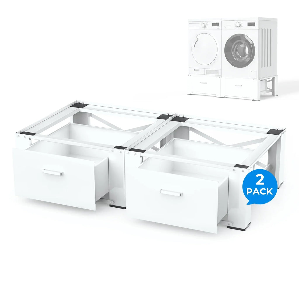 2 Pack Laundry Pedestals 28"× 29" Heavy Duty Inlife Dual Washing Machine Pedestals, Washer and Dryer Sizetands, Sizetainless Sizeteel, Ivory