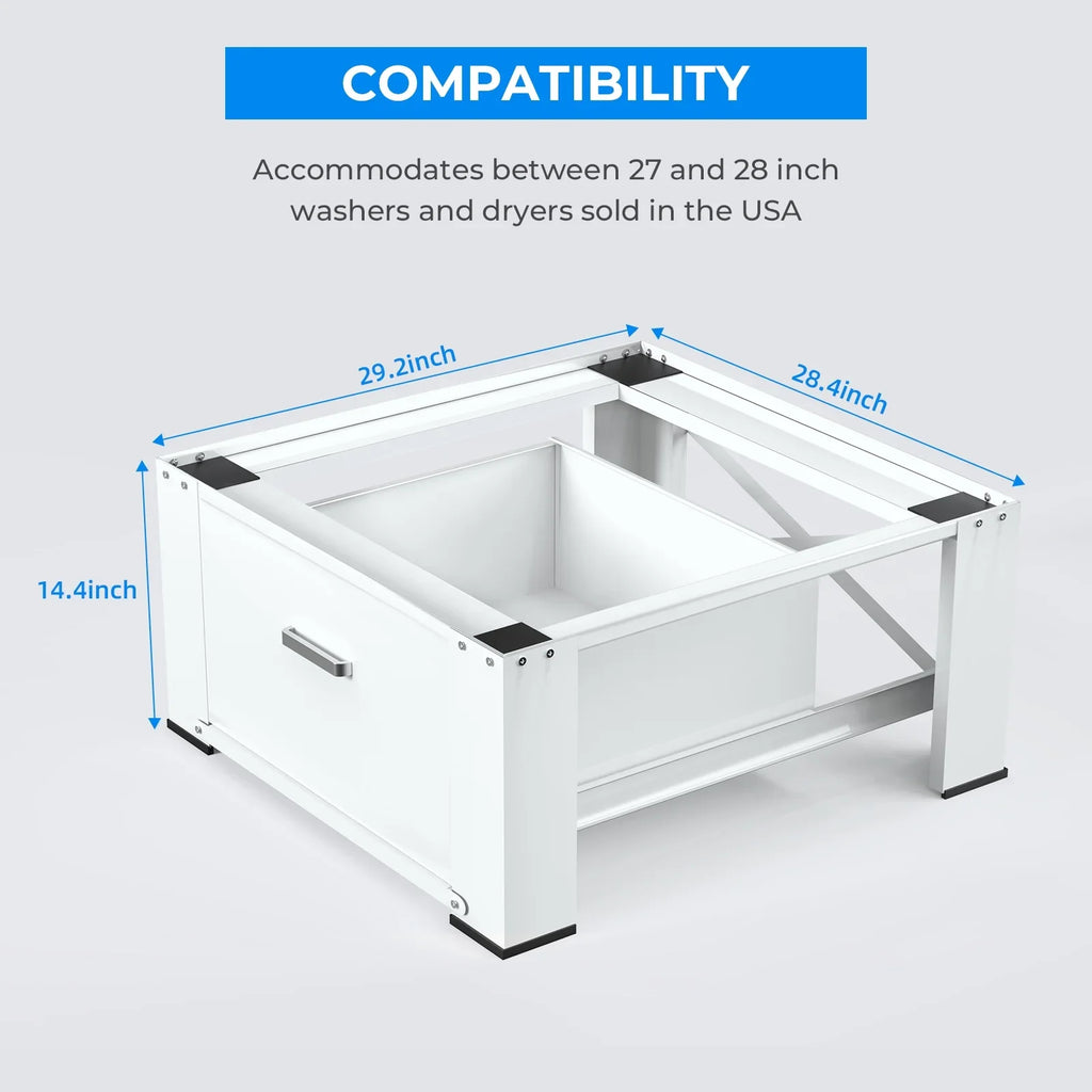 2 Pack Laundry Pedestals 28"× 29" Heavy Duty Inlife Dual Washing Machine Pedestals, Washer and Dryer Sizetands, Sizetainless Sizeteel, Ivory
