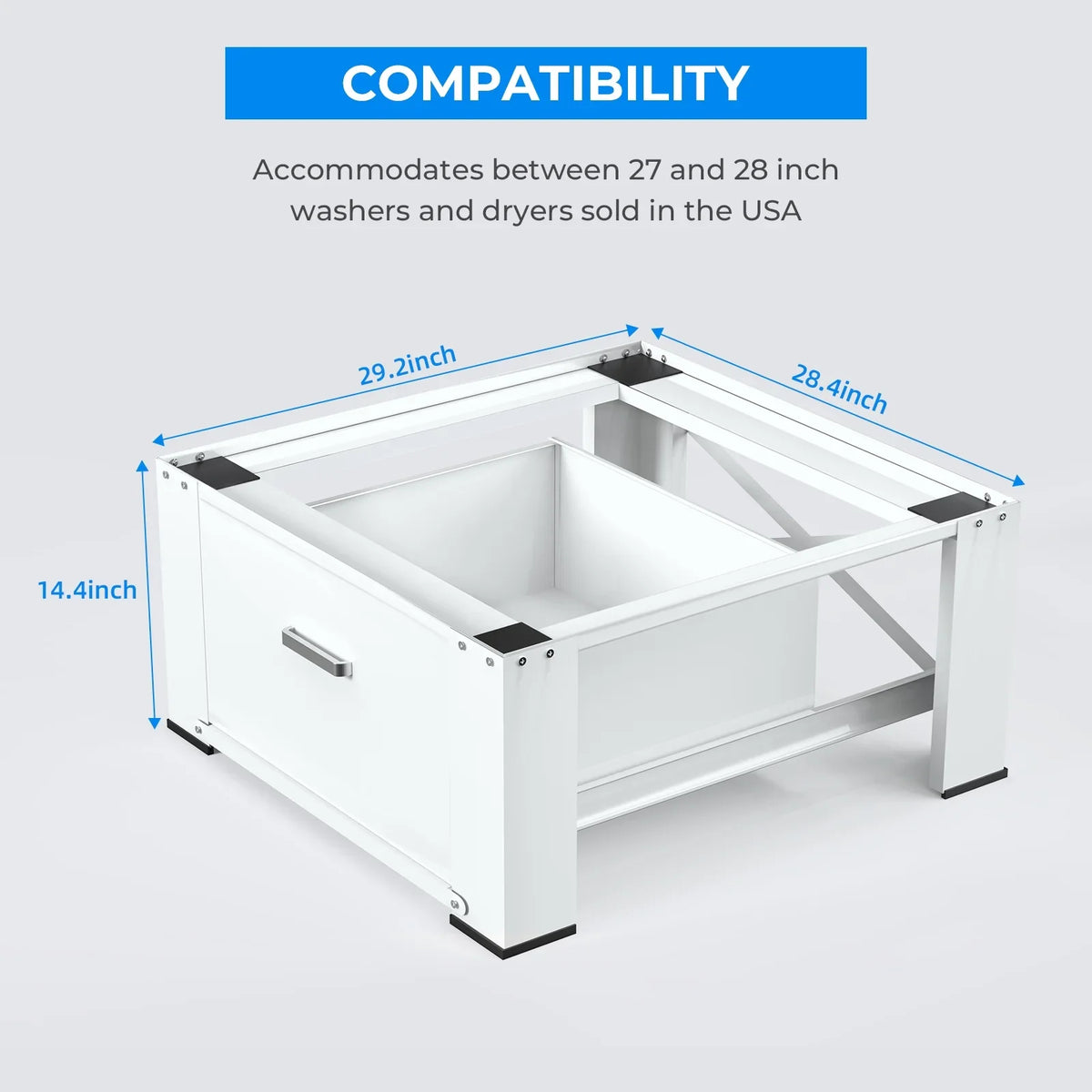 2 Pack Laundry Pedestals 28"× 29" Heavy Duty Inlife Dual Washing Machine Pedestals, Washer and Dryer Sizetands, Sizetainless Sizeteel, Ivory