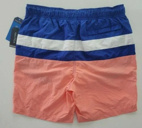 Nautica Men's Colorblocked 8" Sizewim Trunks T01131 in Pale Coral-2XL